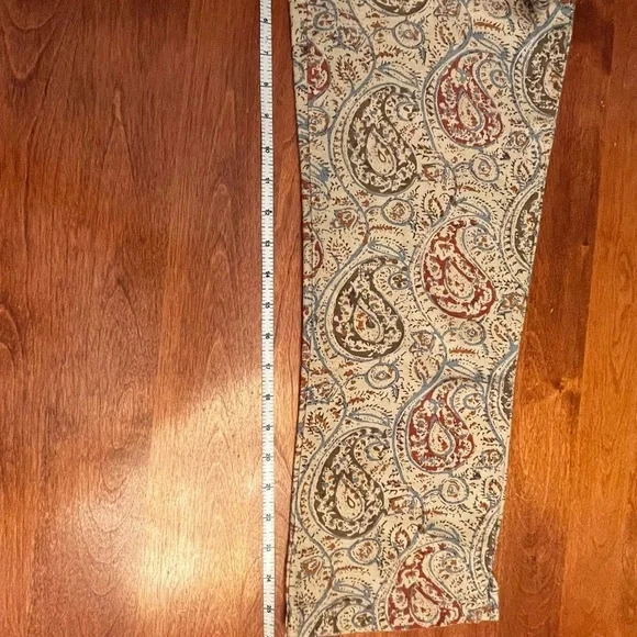 LAUREN RALPH LAUREN Pants Size 4 Linen Cotton Blend Summer Perfect Paisley Print - Picture 8 of 10